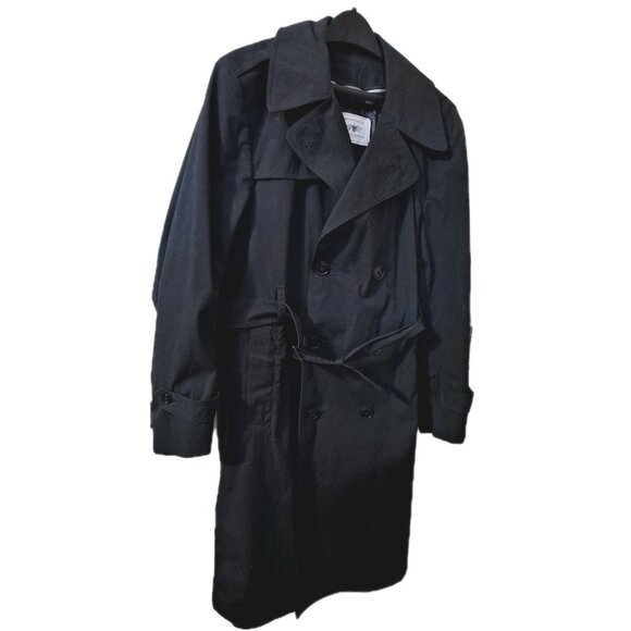 American Apparel DPSC Men's 42S All Weather Army Black Trench Coat Zip Lining - Picture 4 of 14